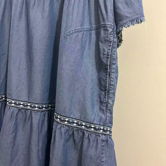 NWOT John Mark Embroidered V-Neck 3/4 Cinched Sleeve Tassel Tie Front Dress 3X - Picture 6 of 12